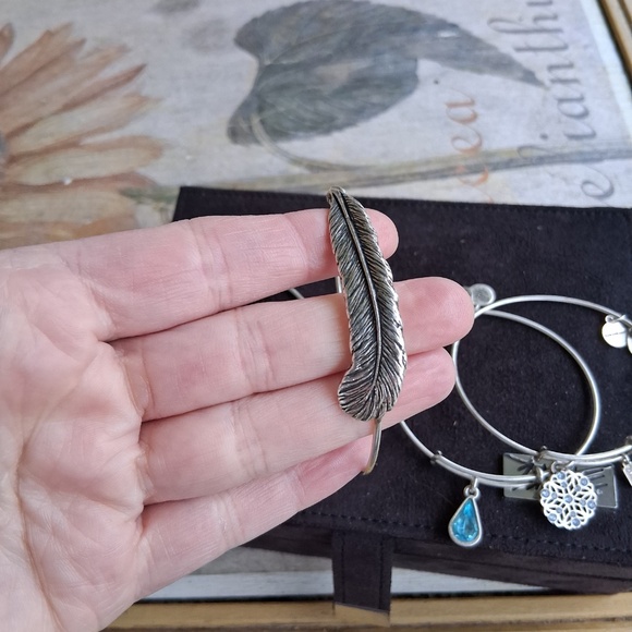 Alex and Ani bracelet bundle of 6 with blue crystals snowflake - Picture 3 of 5